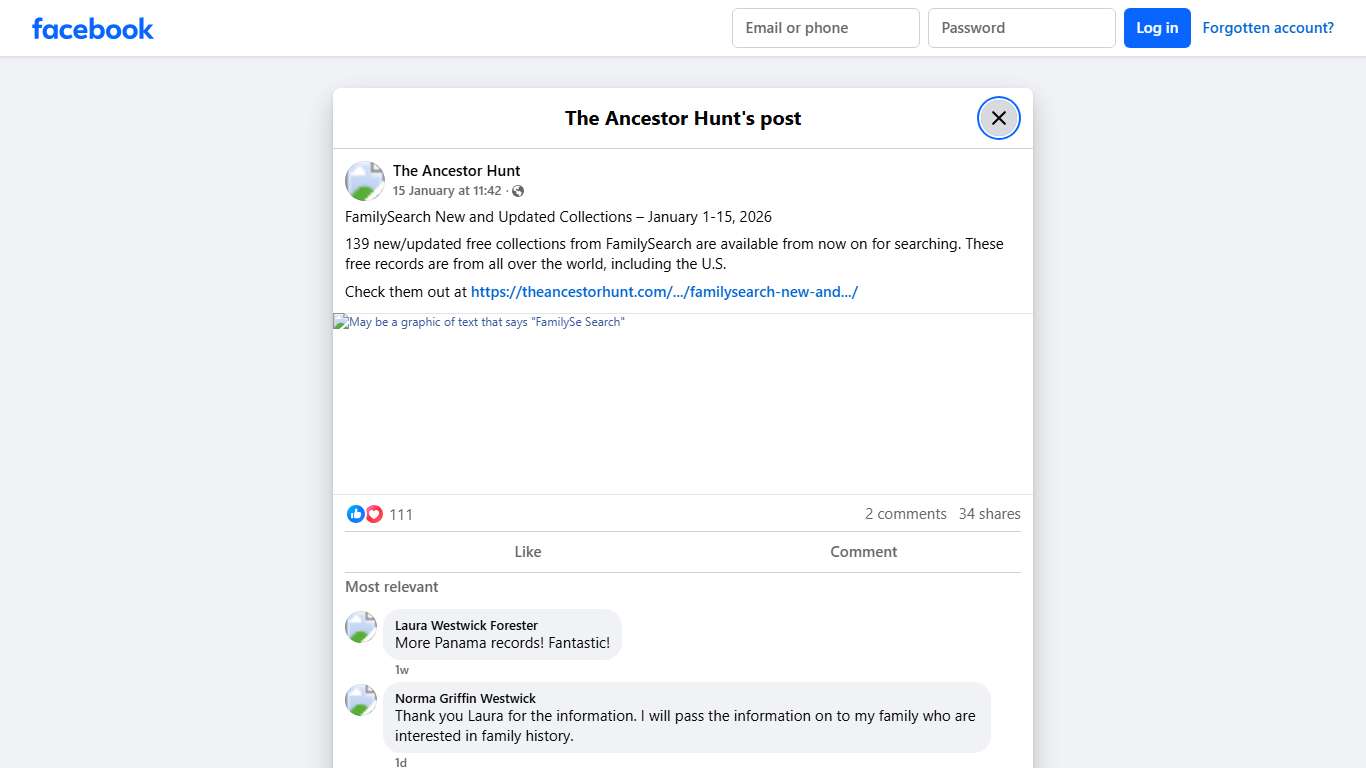 FamilySearch New and Updated... - The Ancestor Hunt Facebook